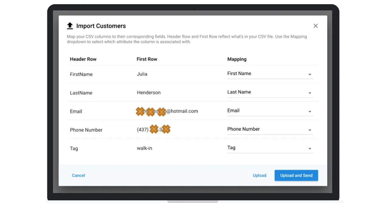 Manage Customer Screen of Customer Voice